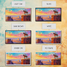 Load image into Gallery viewer, Cowboy Overlooking Monument Valley, Farmhouse Style Framed Canvas Print for Bedroom Wall Art, Rustic Home Decor, Scenic Western Landscape