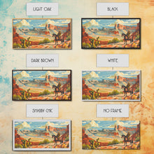 Load image into Gallery viewer, Cowboy Riding through Canyon, Framed Canvas Print for Rustic Living Room Decor, Western Art for Home and Bedroom Decoration