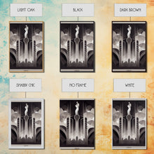 Load image into Gallery viewer, Black And White Art Print, Art Deco Architecture, Framed Canvas Print, Ready To Hang Framed Wall Art, Living Room Wall Hanging