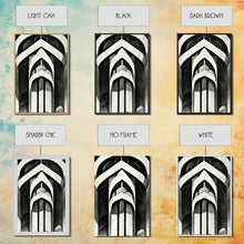 Load image into Gallery viewer, Black And White Art Print, Art Deco Architecture, Framed Canvas Print, Ready To Hang Framed Wall Art, Living Room Wall Hanging