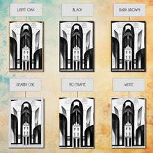 Load image into Gallery viewer, Art Deco Black And White Art Print, Art Deco Architecture, Framed Canvas Print, Ready To Hang Framed Wall Art, Living Room Wall Hanging