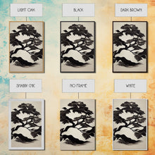 Load image into Gallery viewer, Black and White Bonsai Tree, Framed Canvas Print, Ready To Hang Framed Wall Art, Living Room Wall Hanging