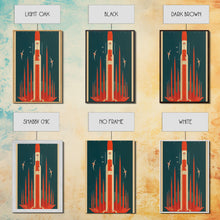 Carregar imagem no visualizador da galeria, Art Deco Space Travel Poster Art, Framed Canvas Print, Ready To Hang Framed Wall Art, Living Room Wall Hanging