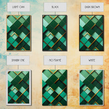 Load image into Gallery viewer, Emerald Green Geometric Abstract Art, Framed Canvas Print, Ready To Hang Framed Wall Art, Living Room Wall Hanging