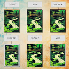 Load image into Gallery viewer, Emerald green Japanese zen garden art, framed canvas print, abstract art