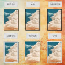 Load image into Gallery viewer, Clouds On Canvas, Framed Wall Art Set of 3 Pastel Cloud Navy Blue Sky Nature Landscape Prints Minimalist Modern Art Nature Wall Decor