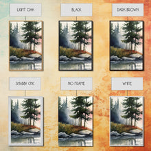 Carregar imagem no visualizador da galeria, Framed Canvas Wall Art Set of 3 Pastel Mountain Range Lake Nature Landscape Prints Minimalist Modern Art Woodland Nursery Decor Office Art