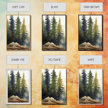 Carregar imagem no visualizador da galeria, 3 Panel Framed Canvas Print Wall Art Set of 3 Emerald Green Mountain Forest Lake Landscape Minimalist Modern Art Nature Wall Decor Pine Tree