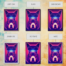 Load image into Gallery viewer, Cyberpunk Pitbull Portrait, Futuristic Dog Portrait, Framed Canvas Print, Ready To Hang Framed Wall Art, Living Room Wall Hanging