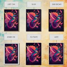 Load image into Gallery viewer, Beautiful Retro-Wave Humming Bird, framed canvas print, Colorful farmhouse wall art