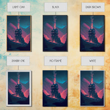 Carregar imagem no visualizador da galeria, Fire-Watch, Watch Tower art, vaporwave aesthetic wall art, framed canvas print