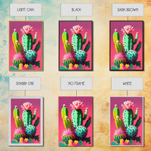 Carregar imagem no visualizador da galeria, Cactus Art, Pop Art Style, Framed Canvas Print, Pueblo Style Midwest Decor, Western Art, Primitive Style Wall Art