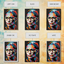Load image into Gallery viewer, Notorious RBG, Ruth Bader Ginsburg Pop Art Portrait, Framed Canvas Print, Colorful Historic Figure Art
