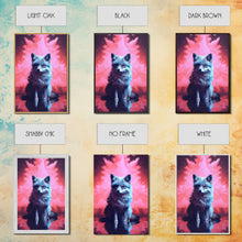 Load image into Gallery viewer, Black Fox Wall Print, Animal Art Print, Animal Portrait, Pink Art, Wildlife Art, Framed Wall Art, Framed Canvas, Wall Print, Wall Canvas