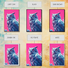 Load image into Gallery viewer, Bird Art, Owl Wall Print, Animal Art Print, Abstract Art, Animal Portrait, Pink Art, Framed Wall Art, Framed Canvas, Wall Print, Wall Canvas