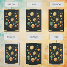 Load image into Gallery viewer, Art Deco Inspired Planetary Solar System Art, Framed Canvas Print, Cute Nursery Decor