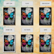 Load image into Gallery viewer, Graffiti Butterfly Art, Framed Canvas Print, Large Wall Art, Contemporary Punk Art, Butterflies, Pop Art, Paint Splatter Art