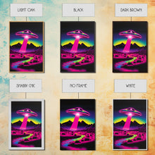 Load image into Gallery viewer, Psychedelic UFO Art, The Abduction, Retro 80s Style Scifi Art, Framed Canvas Print