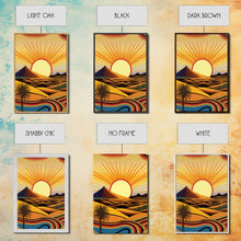 Carregar imagem no visualizador da galeria, Art Deco Style Desert Landscape Painting Canvas Print, Framed Canvas Art, Unique Arizona Pueblo Style Southwestern Art