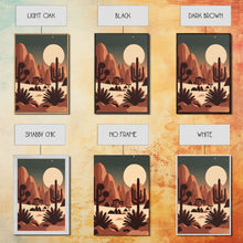 Load image into Gallery viewer, Arizona Desert Landscape, Framed Canvas Print Set, 3 Piece Wall Art, Brown Sepia Art, Mountains Wall Art, Office Wall Art