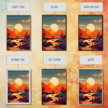 Load image into Gallery viewer, Art Deco Minimalism Desert Art, 3 Piece Triptych Art, Framed Canvas Prints, Multi-Panel Art, Desert Prints, Arizona Art, Western Decor