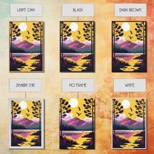 Carregar imagem no visualizador da galeria, 3 Piece Framed Canvas Wall Art Wood Panel Effect Mountain Range Top Print Modern Art, Rustic Living Room Wall Art, Western Decor, Retro Feel