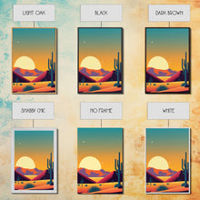 Carregar imagem no visualizador da galeria, Framed Canvas Print - Pop Art Desert Landscape at Sunset - Ready to Hang Wall Art - Retro Desert Prints - Minimalist Art