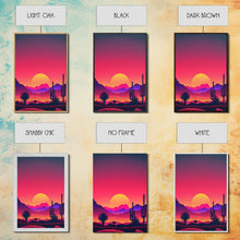 Carregar imagem no visualizador da galeria, Framed Canvas Art Print - Desert Landscape at Sunset - Pop Art Style - Home Decor - Southwest Art, California Desert Decor