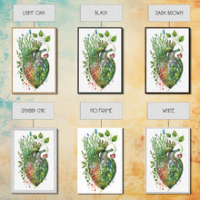 Carregar imagem no visualizador da galeria, Florapunk Heart, Anatomical Heart Painting Canvas Print, Watercolor Heart, Human Heart, Pond Heart, Marsh Painting, Waterlily, Lily pads