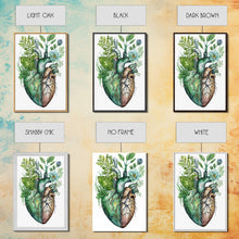Carregar imagem no visualizador da galeria, Florapunk Heart, Anatomical Heart Painting Canvas Print, Watercolor Heart, Human Heart, Pond Heart, Marsh Painting, Waterlily, Lily pads