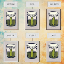 Load image into Gallery viewer, Sad Pickle Art, Framed Canvas Print, The Last Pickle, Cartoon Pickle Art