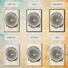Carregar imagem no visualizador da galeria, Framed Canvas Print Wall Art, Grunge Forest Tree Rings, Abstract Illustrations, Modern Art, Nordic Decor for Bedroom, Tree Cross Section