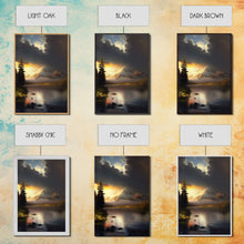 Carregar imagem no visualizador da galeria, Framed Canvas Wall Art Wood Panel Effect Mountain Range Top Print Modern Art Rustic Decor for Living Room, Original Mountain Painting