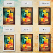 Load image into Gallery viewer, Framed Canvas Print Wall Art Set Color Blocks Abstract Shapes Illustrations Mid Century Modern Wall Art Boho Decor Abstract Wall Art