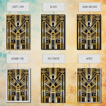 Load image into Gallery viewer, Art Deco Pattern Wall art, Framed Canvas Print, Art Deco, Gold art, Geometric art, Wall decor, Midcentury Modern, Lines art, Wall decor