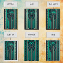 Load image into Gallery viewer, Art Deco Pattern Wall art, Framed Canvas Print, Art Deco, Green colors art, Patterns art, Office wall art, Wonderful art, Stained glass art