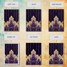 Load image into Gallery viewer, Art Deco Pattern Wall art, Framed Canvas Print, Art Deco, Gold & purple art, Canvas art, Abstract art, Office decor, Original painting