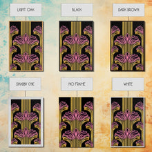 Load image into Gallery viewer, Art Deco Pattern Wall art - Framed Canvas Print - Art Deco - Black art - Bright colors - Pink & gold art - Office decor - Abstract nature