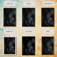 Load image into Gallery viewer, Animal Prints, Black Wolf With Red Eyes, Portrait Of A Wolf, Framed Canvas Print, Wolf Photography Art