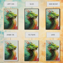 Load image into Gallery viewer, Framed Dragon Print, Watercolor Painting Of A Beautiful Dragon, Canvas Print, Canvas Art, Fantasy Decor