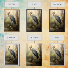 Load image into Gallery viewer, Bird Wall Art, Heron Art Print, Heron In Pond, Nature Wall Decor, Modern Print, Wall Decor, Canvas Print, Wall Art, Framed Canvas