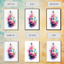 Carregar imagem no visualizador da galeria, Acoustic Guitar Graffiti Art, Framed Canvas Print, Guitar Poster, Guitar Wall Art, Guitar Light, Gifts For Him, Watercolor Art, Music Art