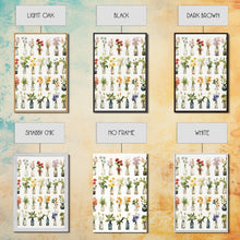 Load image into Gallery viewer, Cute Kawaii Floral Print, Flowers In Vases, Framed Wall Art, Canvas Print, Botanical Wall Decor, Dried Flower Large Art, Abstract Flower Art