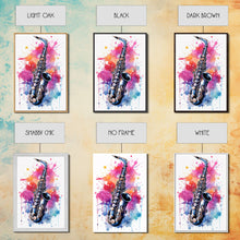 Load image into Gallery viewer, Alto Clarinet Wall Art, Musician Gift, Framed Canvas Print, Clarinet Print, Musical Instrument Art, Gift For Musician, Graffiti Music Art