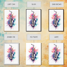 Load image into Gallery viewer, Bassett Clarinet Wall Art, Musician Gift, Framed Canvas Print, Clarinet Print, Musical Instrument Art, Gift For Musician, Graffiti Music Art
