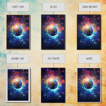 Load image into Gallery viewer, Galaxy Disco Ball, Framed Canvas Print, Music Studio Decor, Graduation Gift