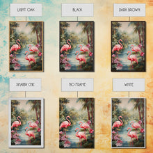 Carregar imagem no visualizador da galeria, Flamingo Art Print, Tropical Wall Art, Palm Trees, Canvas Print, Wall Art, Vertical Print, Modern House Art, Gift For Boss, Bedroom Prints