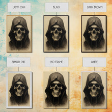 Cargar imagen en el visor de la galería, Cool Halloween Decor, Portrait Of The Grim Reaper, Spooky Halloween Art, Framed Canvas Print, Halloween Canvas Art