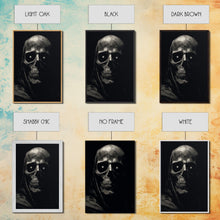 Carregar imagem no visualizador da galeria, Glowing Eyes Grim Reaper, Spooky Halloween Canvas Art, Framed Canvas Print, Halloween Wall Decor, Skull Portrait