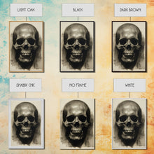 Cargar imagen en el visor de la galería, Charcoal Drawing, Gothic Art Print, Human Skull Decor, Canvas Print, Wall Art, Vertical Art, Entryway Prints, Wall Hanging, Birthday Gift